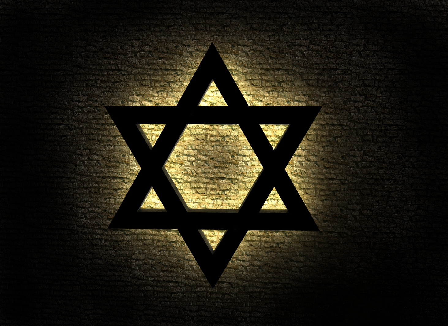 Illuminated Star of David on a dark background
